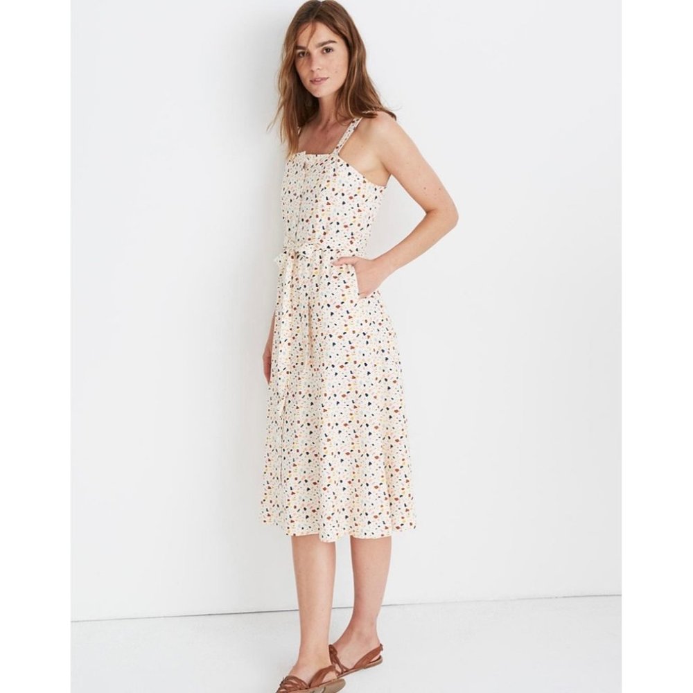 Madewell Square-Neck Tank Midi Dress in Terrazzo - Size 16